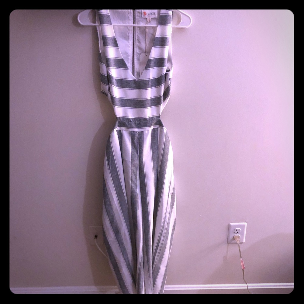 Grayish blue and white mid calf jumper